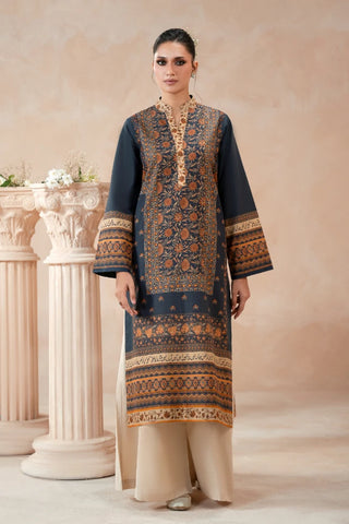 Manto's ready to wear plum lawn Zuri kurta with Urdu calligraphy of poetry by Nida Fazli