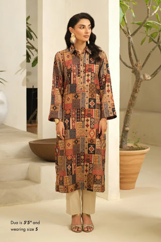 Manto Women's Ready to Wear Brown Qaafila Kurta with Urdu Calligraphy