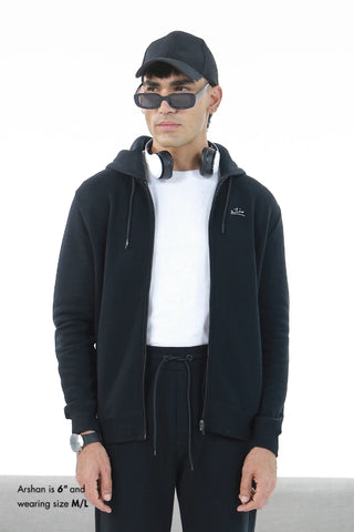 Zipper Hoodie - Raven Black