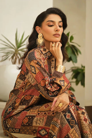 Manto Women's Ready to Wear Brown Qaafila Kurta with Urdu Calligraphy