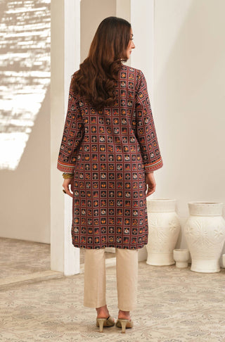 Manto Women's 1 Piece Stitched Brown Kurta with Urdu Calligraphy