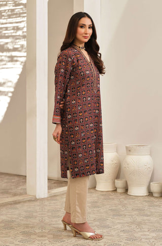 Manto Women's 1 Piece Stitched Brown Kurta with Urdu Calligraphy