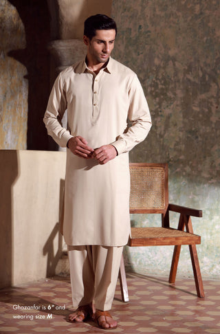 Manto Men's Cream White Kameez & Shalwar