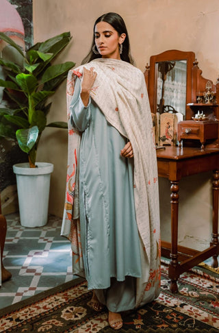 Gulnaar (Fruit Flora) - Sage Grey Shawl