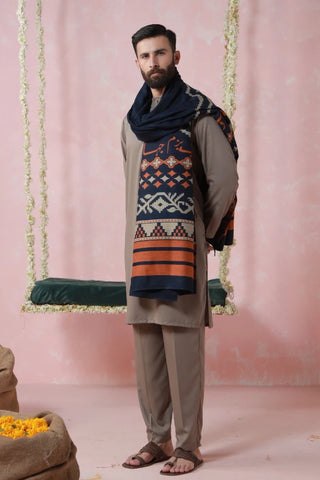 Aghaaz (Genesis) - Blue Weaved Shawl