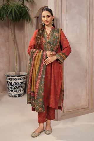 Manto Women's Ready to Wear Orange Zinnia Co-ord Set with Urdu Calligraphy
