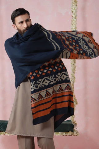 Aghaaz (Genesis) - Blue Weaved Shawl