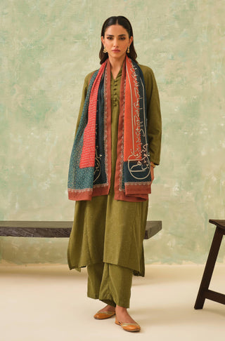 Umeed (Hope) - Orange & Teal Scarf