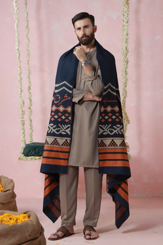 Aghaaz (Genesis) - Blue Weaved Shawl