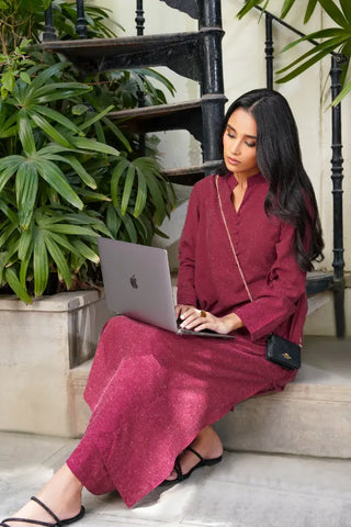 Kalidaar Co-ord Set - Berry Plum