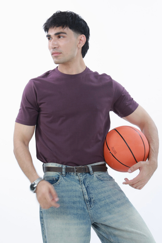 Smart Fit Tee, made from Durable COTRA® in purple colour.