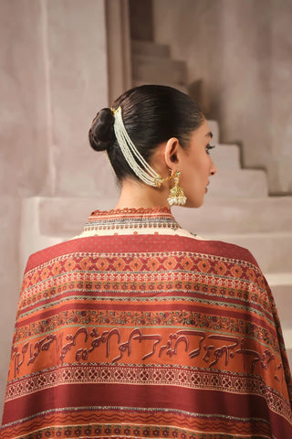 Manto's Unisex Beige Kiran Odhni with Urdu Calligraphy