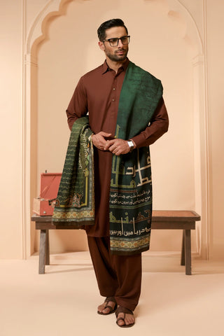 100% Viscose shawl and is calligraphed with the words of Allama Iqbal throughout.