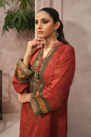 Manto Women's Ready to Wear Orange Zinnia Co-ord Set with Urdu Calligraphy