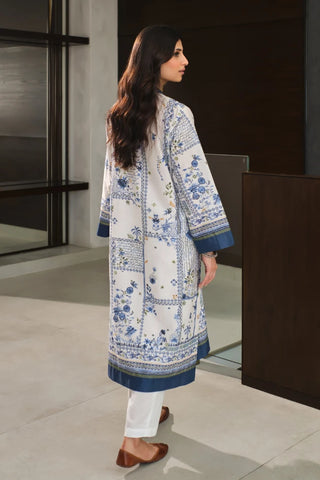 Manto Women's Ready to Wear Lawn Kurta in White & Blue Color with Urdu Calligraphy