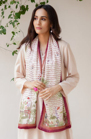 Khwahish (Silent Yearnings) - Maroon & Beige Stole