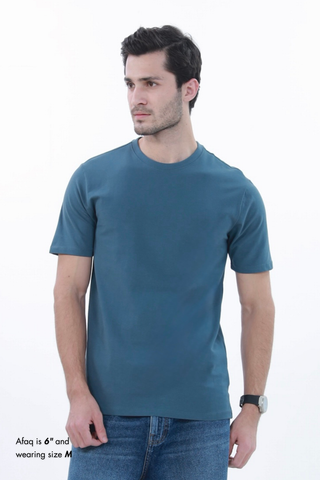 Smart Fit Tee, made from Durable COTRA® in blue colour.