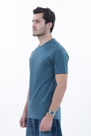 Smart Fit Tee, made from Durable COTRA® in blue colour.