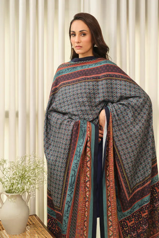 Manto Women's Accessories Blue Odhni with Urdu Calligraphy