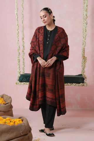 Parwana (Yearner) - Maroon Weaved Shawl
