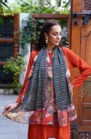 Bagh e Mughal (Mughal Garden) - Green Scarf