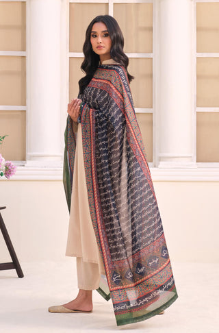 Manto Women's Printed Black Dupatta with Urdu Calligraphy