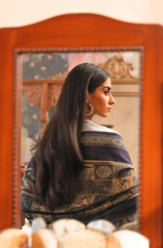 Shopmanto, wear manto, manto clothing brand, manto pakistan, ladies clothing brand, urdu calligraphy clothing, wear manto, urdu calligraphy unisex brown imperial blue jugnu odhni dupatta, urdu dupatta