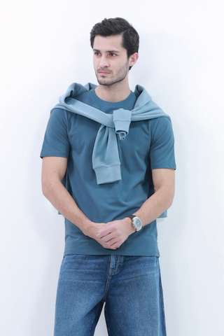 Smart Fit Tee, made from Durable COTRA® in blue colour.