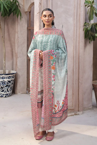 Manto Women's Ready to Wear White Lawn Long shirt with Urdu Calligraphy