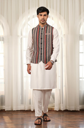 Manto Men's Multi Color Intifada Waistcoat with Urdu Calligraphy