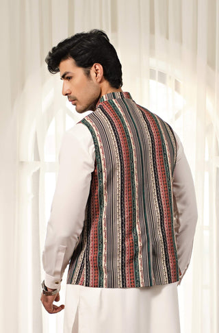 Manto Men's Multi Color Intifada Waistcoat with Urdu Calligraphy