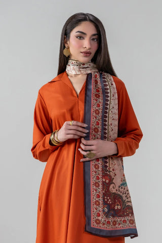 Printed Beige stole made from Crinkle Silk, calligraphed with the words of Kaifi Azmi throughout.