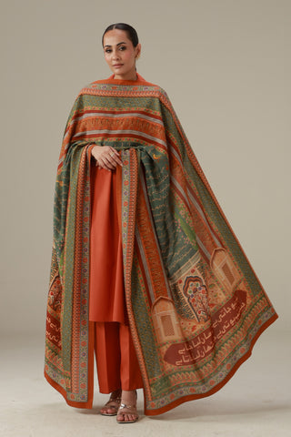 Jhalak Odhni, made from Premium Viscose in orange color,  featuring the words of Shakeel Azmi.