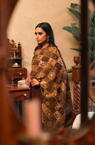Shopmanto, wear manto, manto clothing brand, manto pakistan, ladies clothing brand, urdu calligraphy clothing, wear manto, urdu calligraphy unisex brown antique maroon jugnu odhni dupatta, urdu dupatta