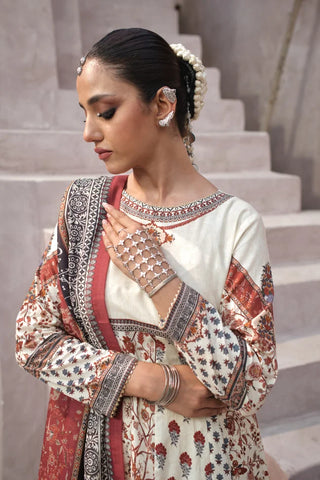Gulraiz (Floral Rain) Anarkali Set - Off White