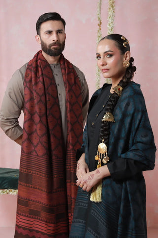 Parwana - Teal Weaved Shawl