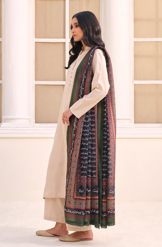 Manto Women's Printed Black Dupatta with Urdu Calligraphy