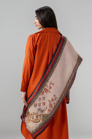 Printed Beige stole made from Crinkle Silk, calligraphed with the words of Nida Fazli throughout.
