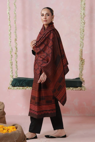 Parwana (Yearner) - Maroon Weaved Shawl