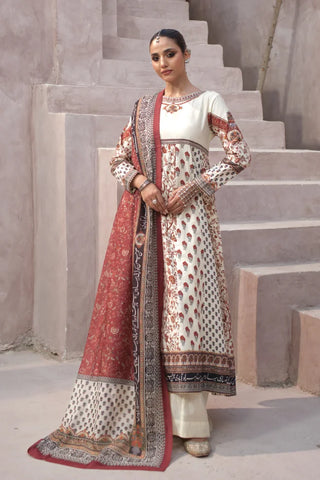 Gulraiz (Floral Rain) Anarkali Set - Off White