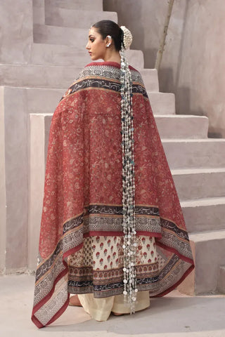 Gulraiz (Floral Rain) - Rust Dupatta