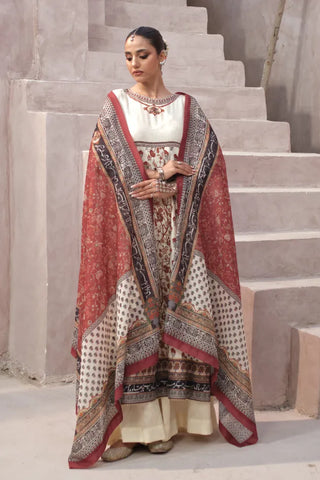 Gulraiz (Floral Rain) - Rust Dupatta