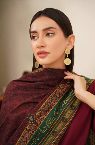 Manto Women's Stitched Zarf Cotton Silk Odhni with Urdu Calligraphy