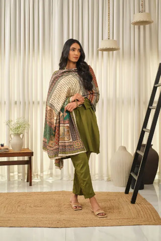 Lucknow Set - Olive Green