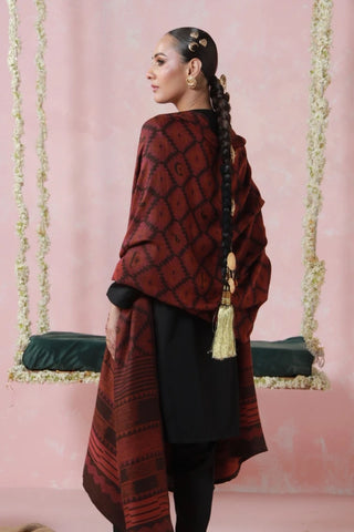Parwana (Yearner) - Maroon Weaved Shawl