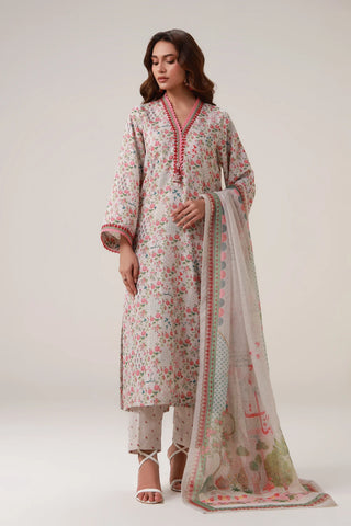 3 piece set featuring a straight shirt paired with pants and a dupatta