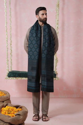 Parwana - Teal Weaved Shawl