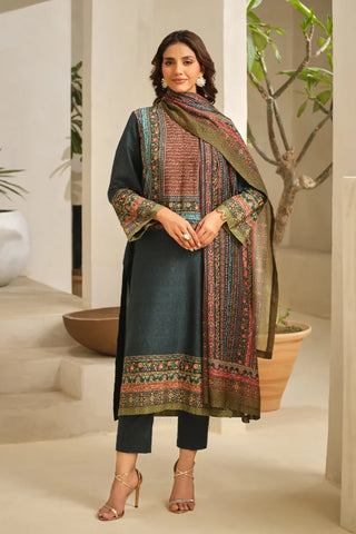 Manto Women's Teal Mehtab Lawn Co-ord Set with Urdu Calligraphy