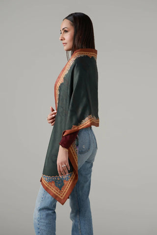Multi color Stole, made from Herringbone, is a printed stole featuring the words of Manzoor Hashmi calligraphed throughout.