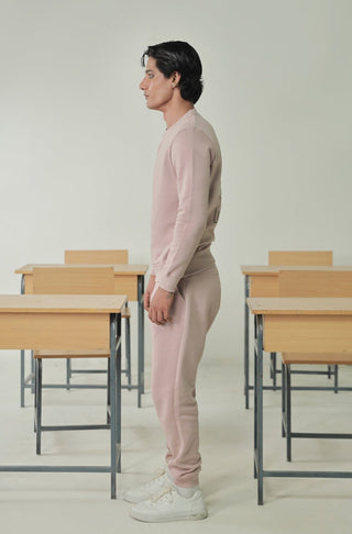 Manto's Unisex Premium Fleece Pink Sanki Sweatshirt Featuring Urdu Sanki Motif at the back Paired with Pink Jogger Pants